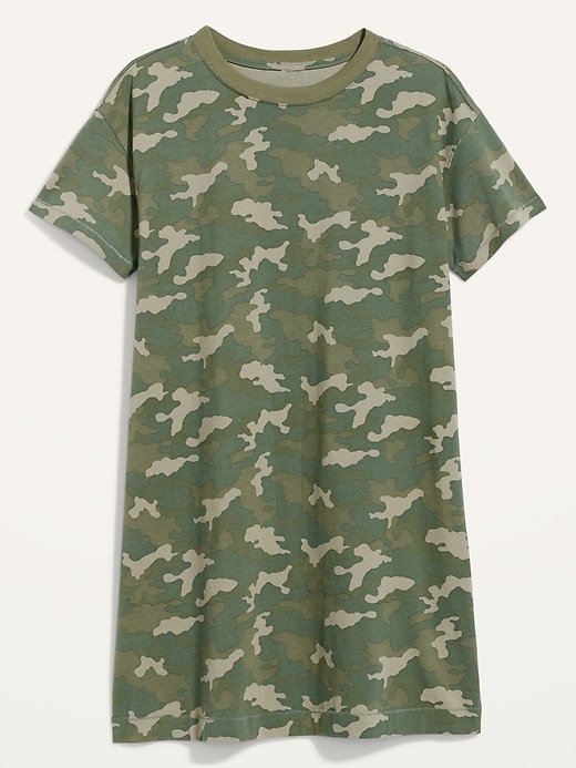 View large product image 2 of 2. Loose Vintage Camo T-Shirt Shift Dress for Women