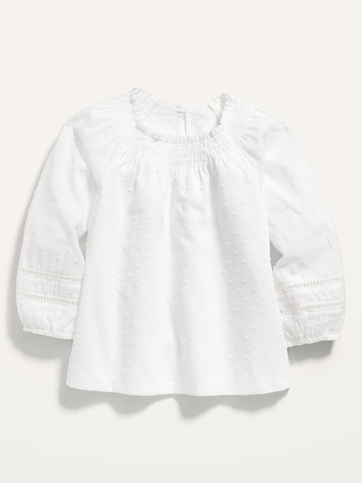 View large product image 1 of 2. Smocked-Neck Swiss-Dot Top for Toddler Girls