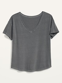 T-shirt confort ample spécialement teint avec col en V pour Femme