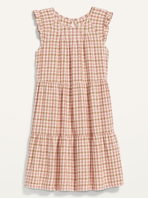Image number 4 showing, Tiered Linen-Blend Flutter-Sleeve Swing Dress