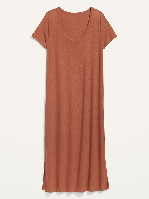 View large product image 2 of 2. Linen-Blend Plus-Size Maxi T-Shirt Shift Dress