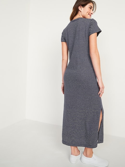 Image number 2 showing, Striped Linen-Blend Maxi T-Shirt Shift Dress for Women