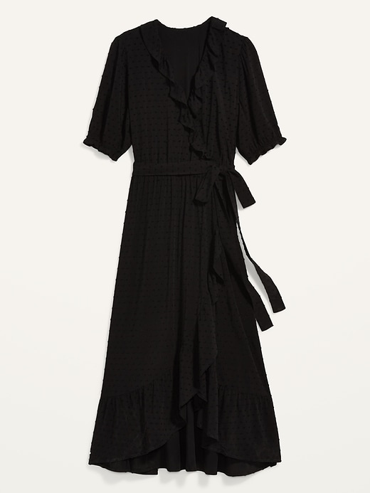 Image number 4 showing, Waist-Defined Clip-Dot Tie-Belt Midi Wrap Dress