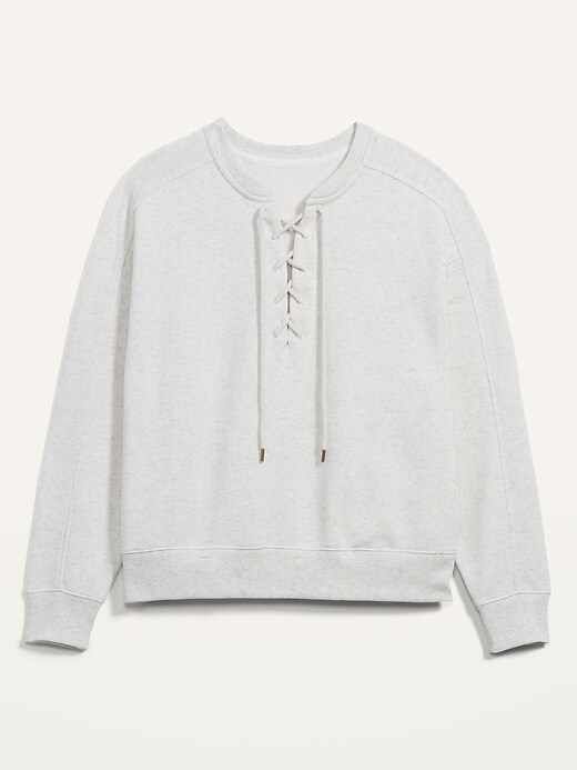 Image number 4 showing, Lace-Up Crew-Neck Sweatshirt for Women