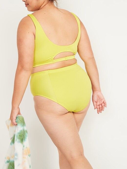 Image number 2 showing, High-Waisted Secret-Smooth Textured-Rib Plus-Size Swim Bottoms