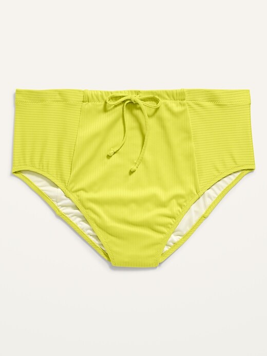 Image number 4 showing, High-Waisted Secret-Smooth Textured-Rib Plus-Size Swim Bottoms