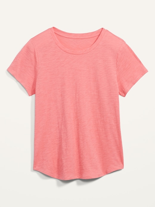 L'image numéro 4 présente T-shirt Tout-aller en tricot grège à col rond pour femme