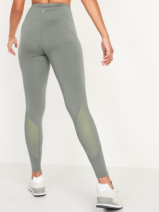 High-Waisted PowerPress Mesh-Trim Compression Leggings for Women