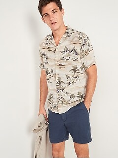 Tropical-Print Short-Sleeve Camp Shirt for Men
