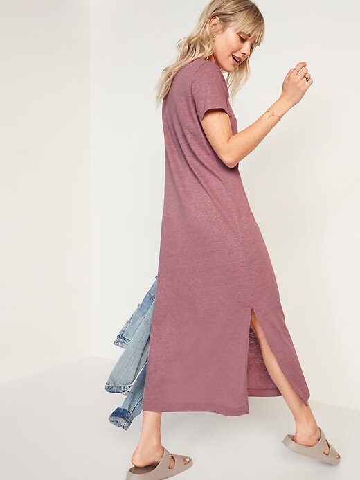 Image number 2 showing, Linen-Blend Maxi T-Shirt Shift Dress for Women