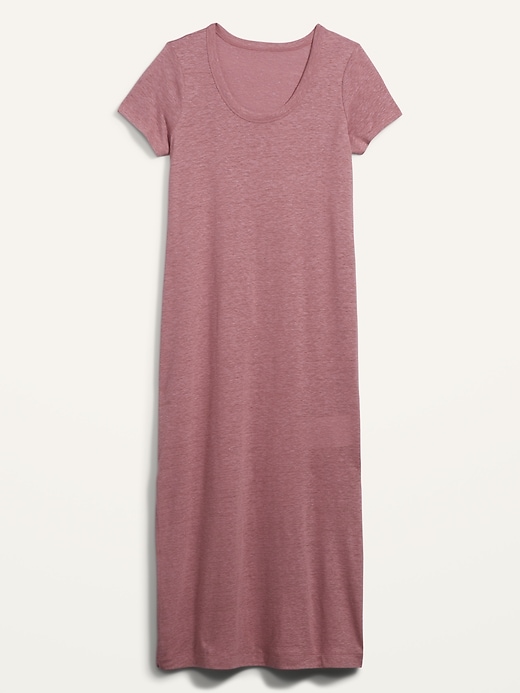 Image number 4 showing, Linen-Blend Maxi T-Shirt Shift Dress for Women