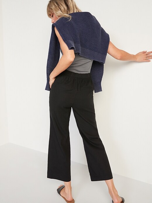 L'image numéro 7 présente Jupe-culotte à taille haute en mélange de lin
