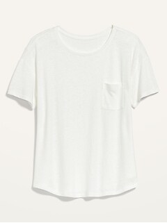 T-shirt confort ample en mélange de lin à poche pour Femme