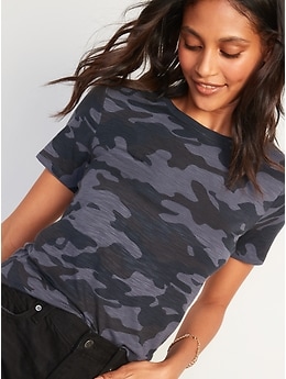 Luxe Camo Slub-Knit T-Shirt for Women 