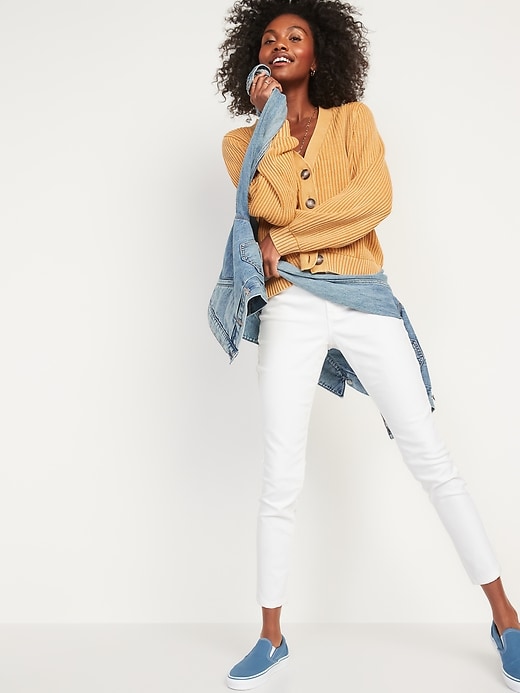 Image number 3 showing, Mid-Rise White Super Skinny Ankle Jeans for Women
