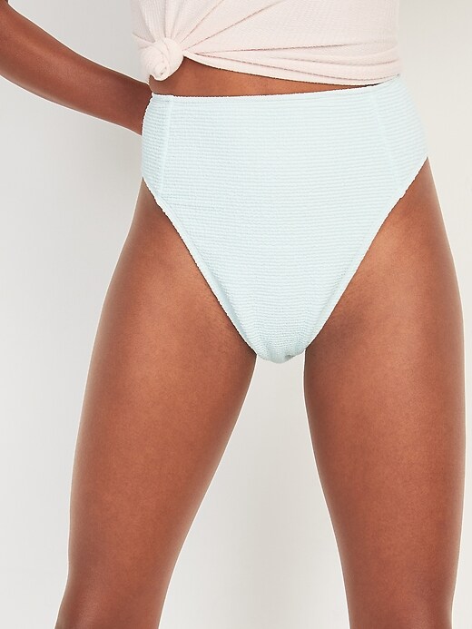View large product image 1 of 1. High-Waisted Textured Swim Bottoms