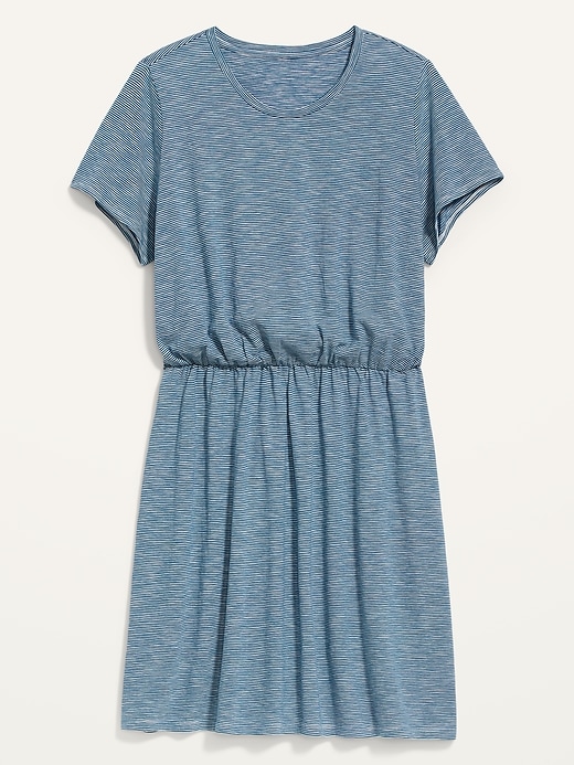 Image number 4 showing, Striped Slub-Knit Waist-Defined Plus-Size T-Shirt Dress