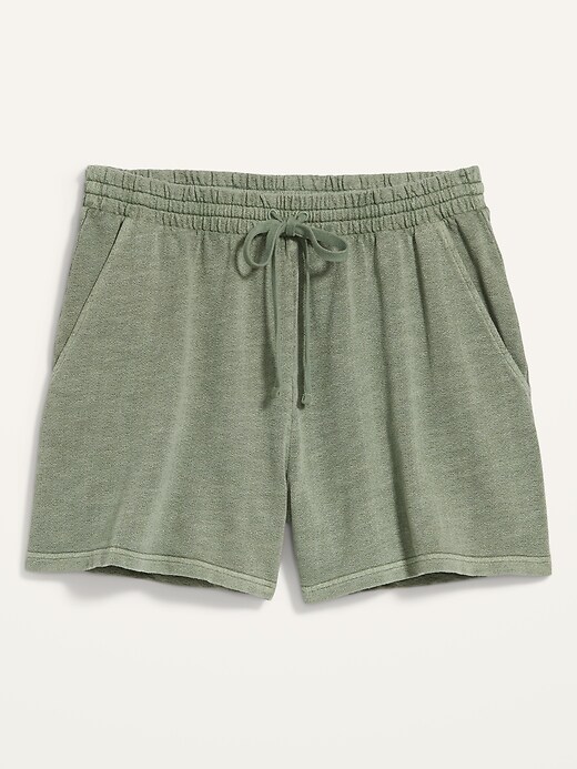 Image number 4 showing, High-Waisted Garment-Dyed Cali-Fleece Plus-Size Shorts -- 3.5-inch inseam