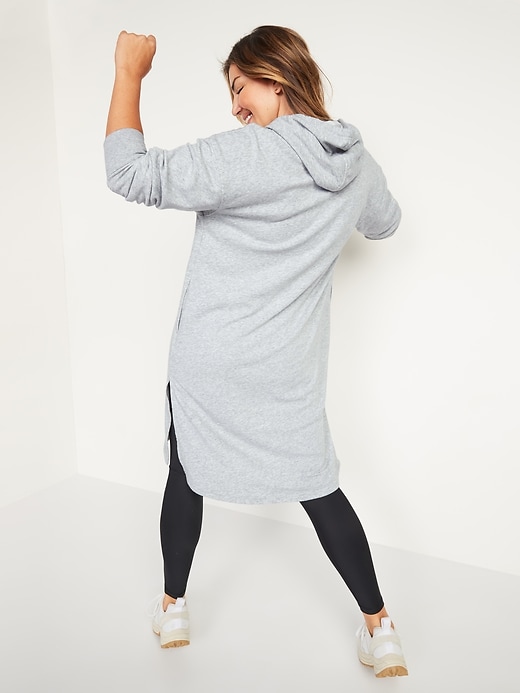Image number 7 showing, Loose Hooded Sweatshirt Shift Dress for Women
