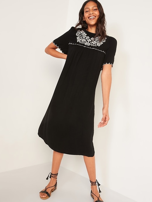 Old Navy Embroidered Midi Swing Dress for Women