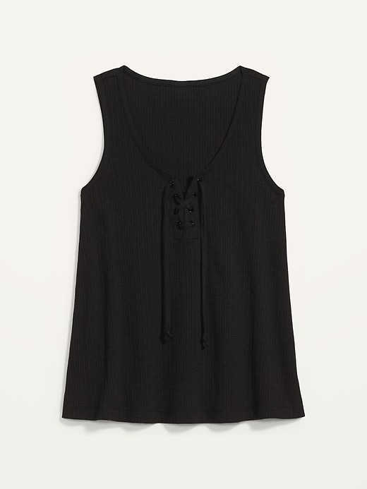 View large product image 2 of 2. Rib-Knit Lace-Up Swing Tank Top for Women