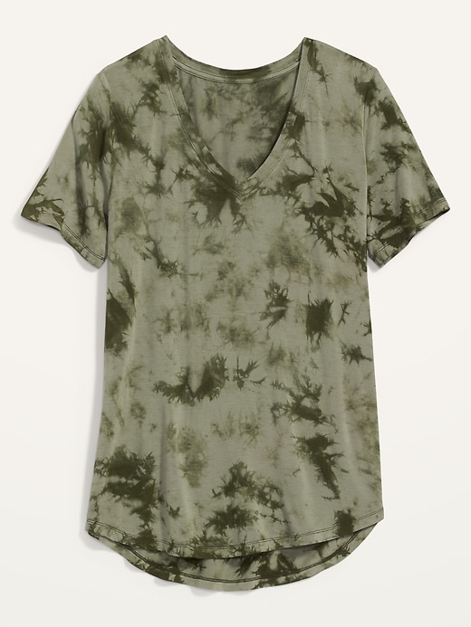 L'image numéro 2 présente T-shirt luxueux teint par nœuds à col en V pour femme