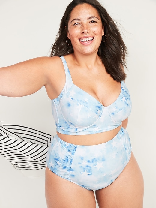 View large product image 1 of 1. Long-Line Underwire Plus-Size Bralette Swim Top