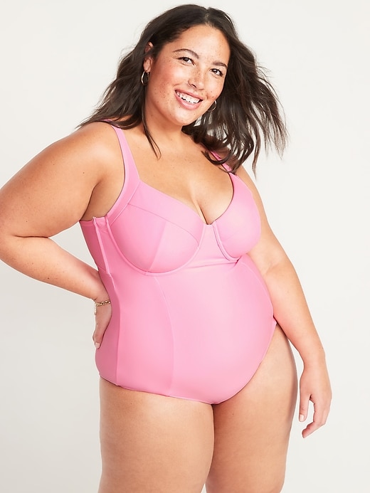 Image number 1 showing, Secret-Smooth Plus-Size Underwire One-Piece Swimsuit