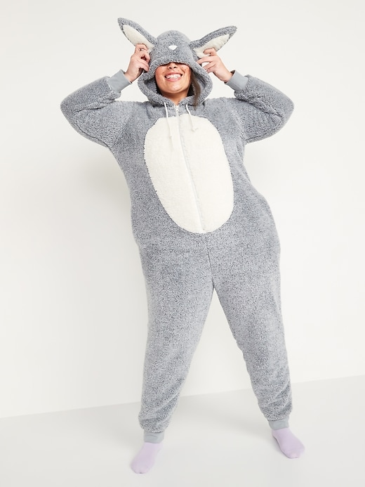 Cozy Hooded One Piece Plus Size Bunny Pajamas