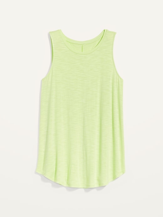 View large product image 2 of 2. Luxe High-Neck Slub-Knit Tank Top for Women