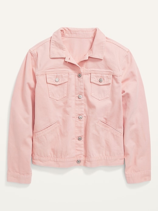 View large product image 1 of 1. Cropped Plus-Size Pink Jean Jacket