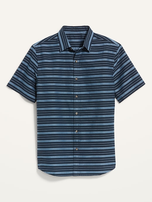 Image number 4 showing, Relaxed-Fit Textured-Stripe Short-Sleeve Shirt