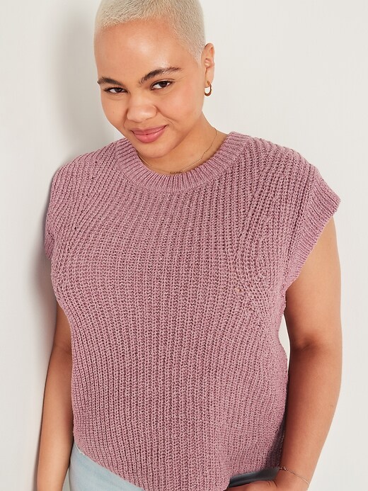 View large product image 1 of 1. Lightweight Shaker-Stitch Short-Sleeve Sweater