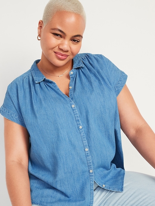 Old Navy Oversized Short Sleeve Jean Shirt For Women