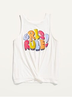 Luxe Sleeveless Graphic Twist-Front Top for Girls