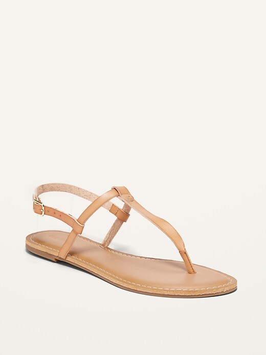 Old Navy Faux-Leather T-Strap Sandals for Women. 1