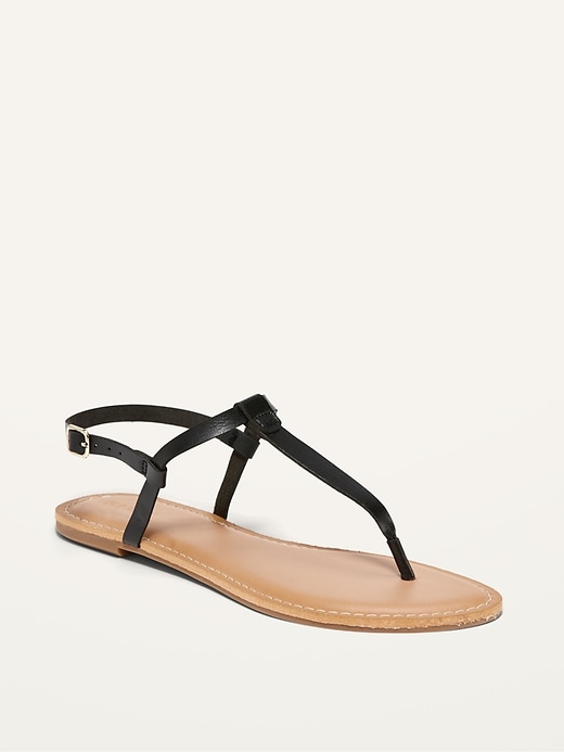 Old Navy Faux-Leather T-Strap Sandals for Women. 1