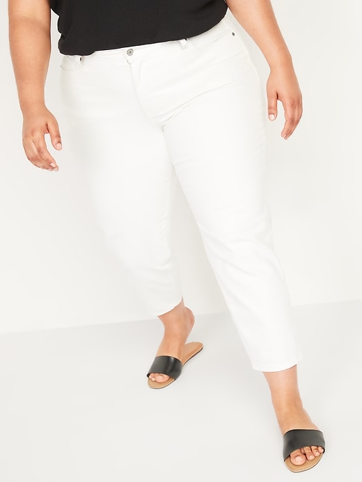 View large product image 1 of 2. High-Waisted Secret-Smooth Pockets O.G. Straight Plus-Size White Jeans