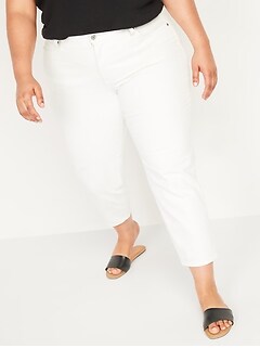 High-Waisted Secret-Smooth Pockets O.G. Straight Plus-Size White Jeans
