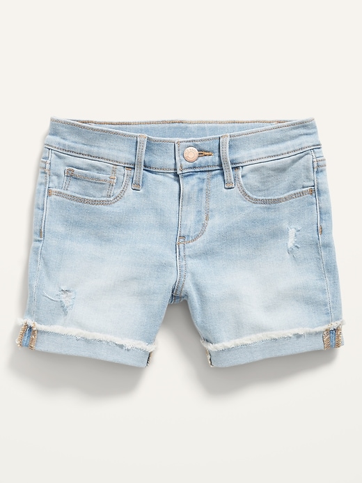 View large product image 1 of 2. Light-Wash Jean Midi Shorts for Girls
