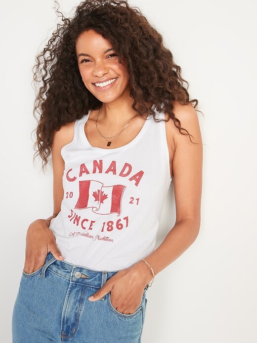 View large product image 1 of 1. 2021 Canada Flag Graphic Tank Top for Women