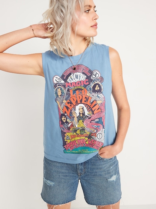View large product image 1 of 1. Loose Pop-Culture Graphic Sleeveless Tee for Women