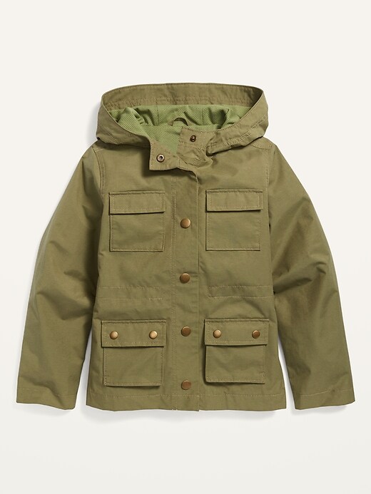 View large product image 1 of 2. Water-Resistant Hooded Utility Jacket for Girls