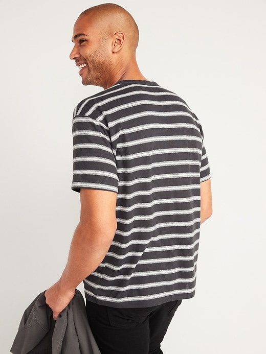 Image number 2 showing, Vintage Striped Lightweight Linen-Blend Pocket T-Shirt
