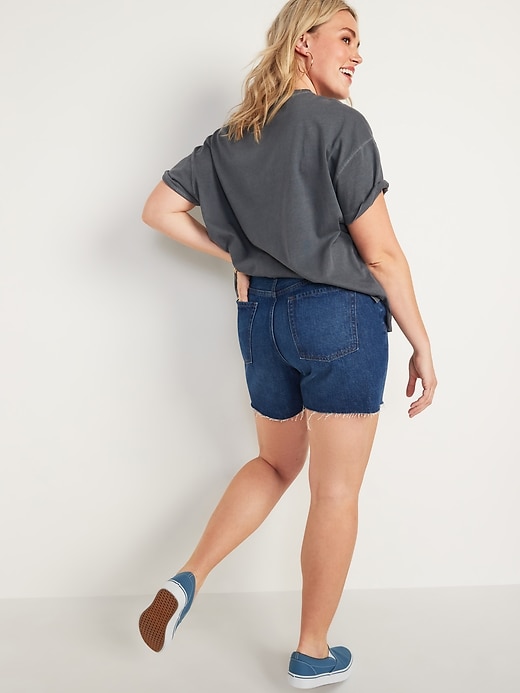 Image number 7 showing, High-Waisted Slouchy Straight Cut-off Jean Shorts For Women -- 5-inch inseam