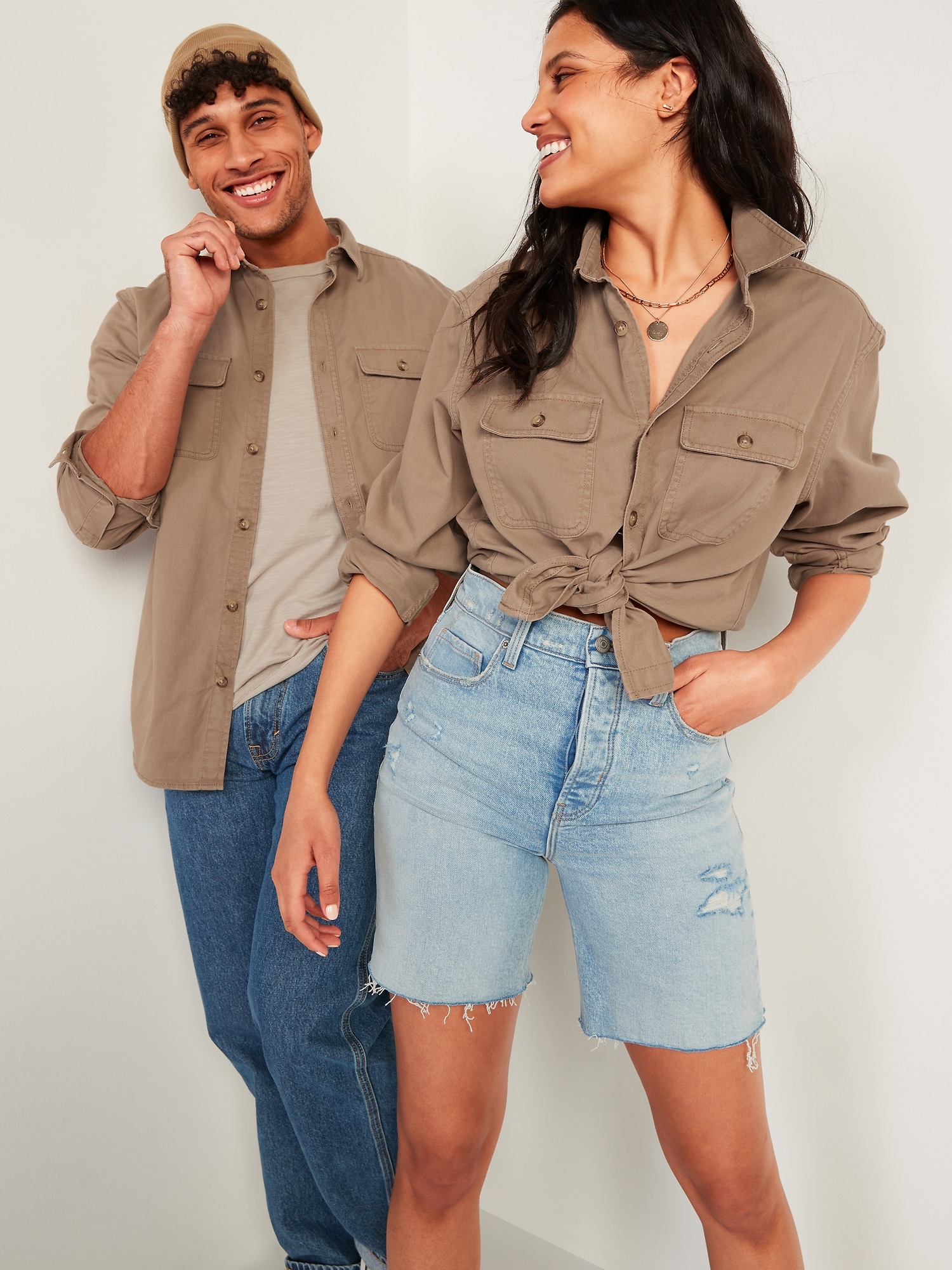 Gender-Neutral Cotton Twill Utility Shirt for Adults | Old Navy