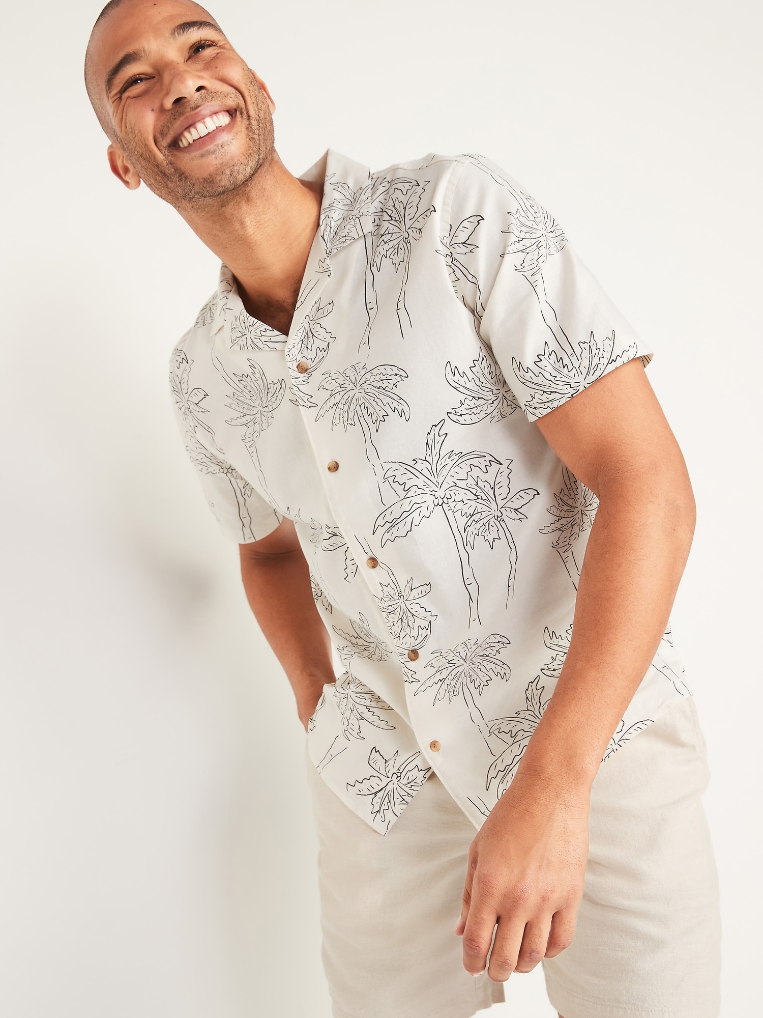 Buy Iconic Textured Resort Shirt with Short Sleeves and Camp