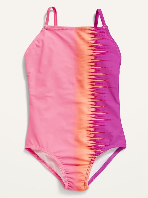 Old Navy Square-Neck Ombré One-Piece Swimsuit for Girls. 1