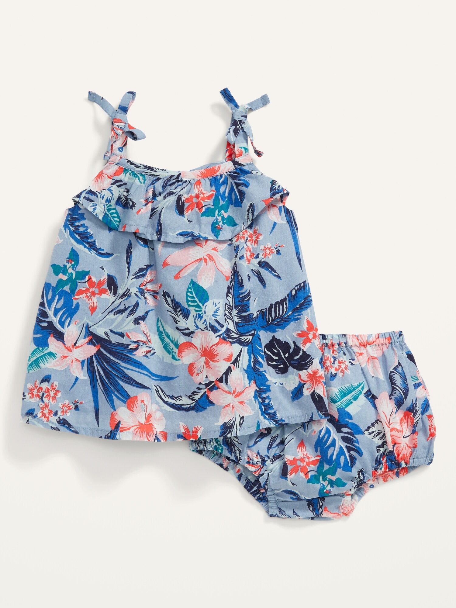 Ensemble Avec Haut A Fleurs Noue Aux Epaules Et Culotte Bouffante Pour Bebe Old Navy