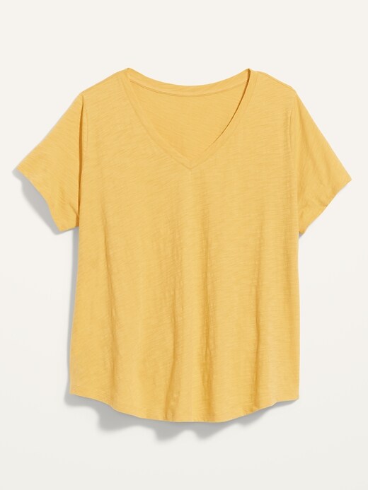 L'image numéro 4 présente T-shirt tout-aller à col en V en tricot grège, taille Plus